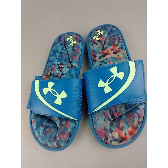 Kids Under Armour slides 6 youth blue Foam - Picture 3 of 5